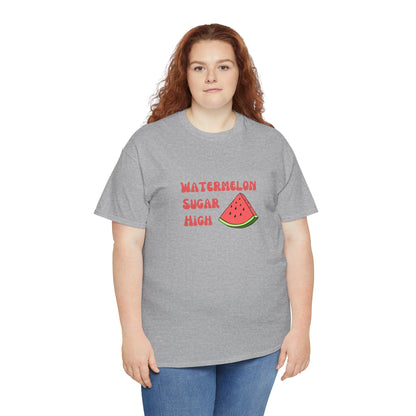Watermelon Print Cotton T-Shirt | Cute Summer Tee, Fruit Graphic Shirt, Casual Everyday Wear - Wolf Aura Co