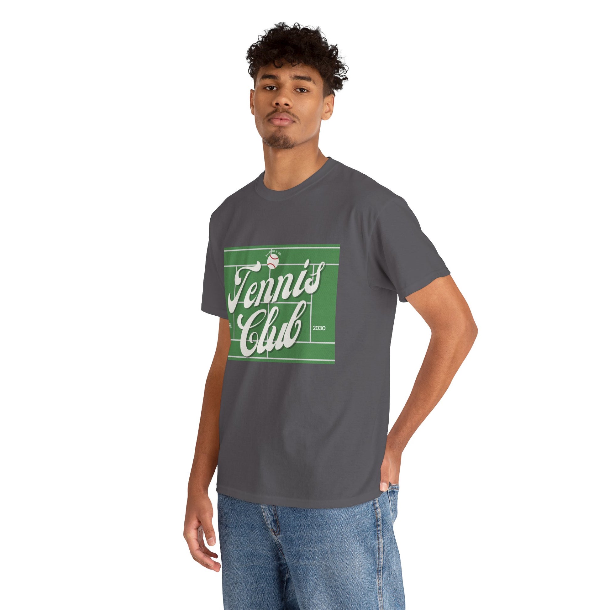 Tennis Print Tee – Unisex Cotton T-Shirt for Sports Lovers - Wolf Aura Co
