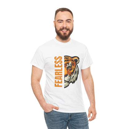 Fearless Tiger Unisex Tee – Inspirational Heavy Cotton T-Shirt - Wolf Aura Co