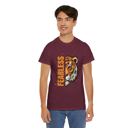 Fearless Tiger Unisex Tee – Inspirational Heavy Cotton T-Shirt - Wolf Aura Co