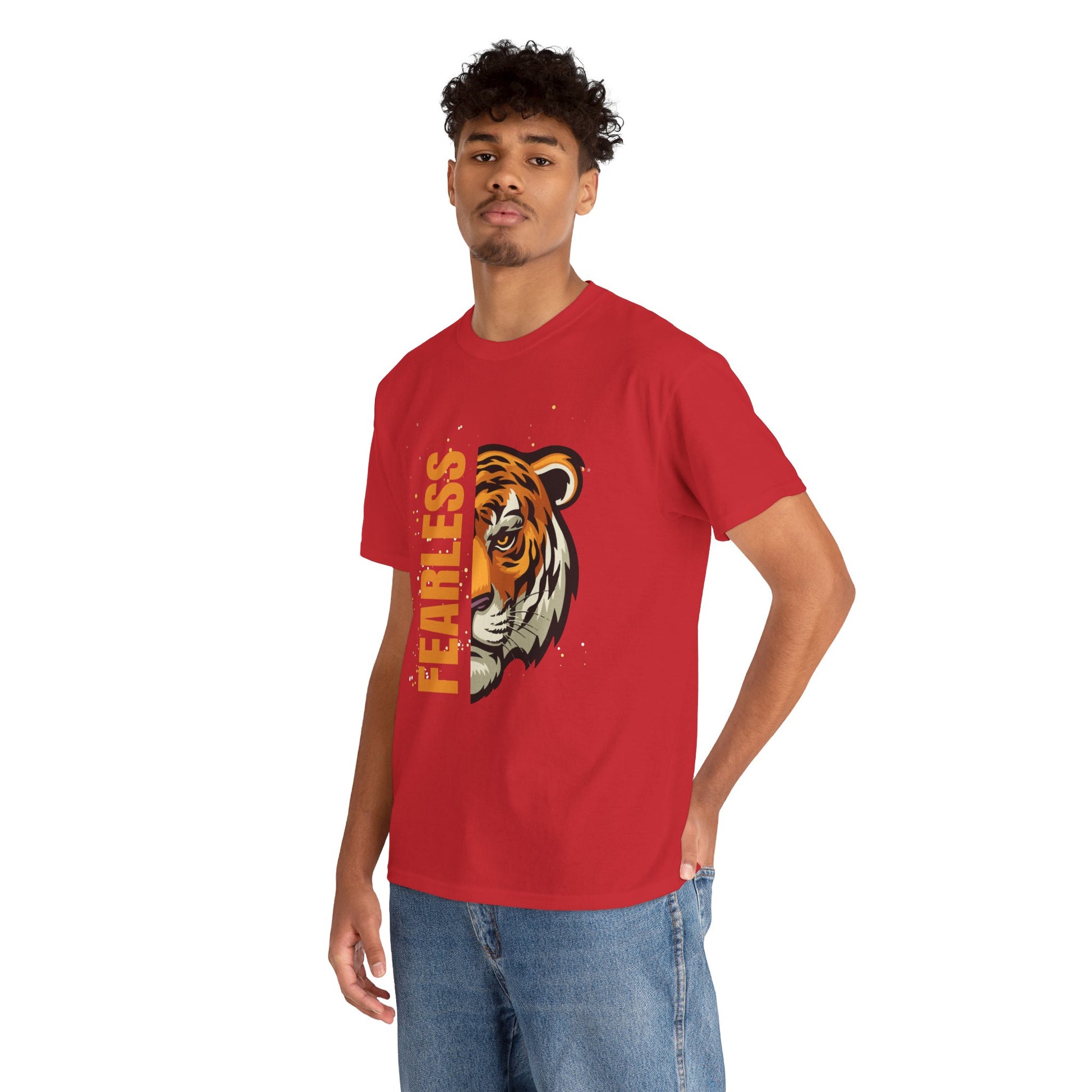 Fearless Tiger Unisex Tee – Inspirational Heavy Cotton T-Shirt - Wolf Aura Co