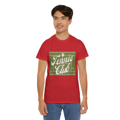 Tennis Print Tee – Unisex Cotton T-Shirt for Sports Lovers - Wolf Aura Co