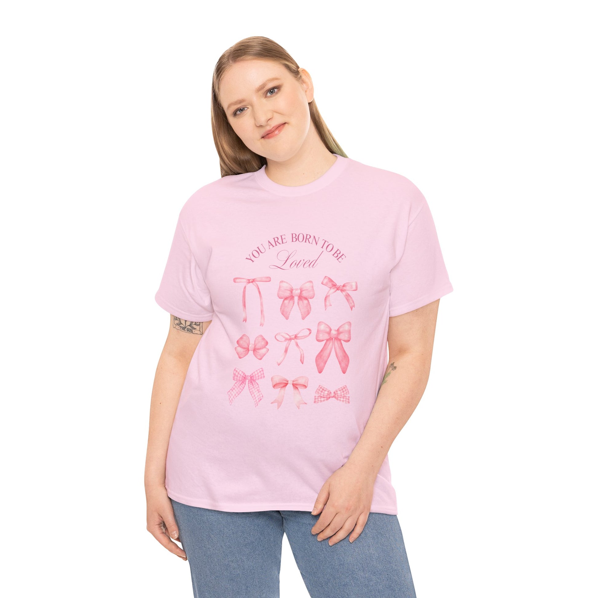 Cute Bow Cotton T-Shirt – Casual Graphic Tee, Everyday Comfort, Gift for Her - Wolf Aura Co