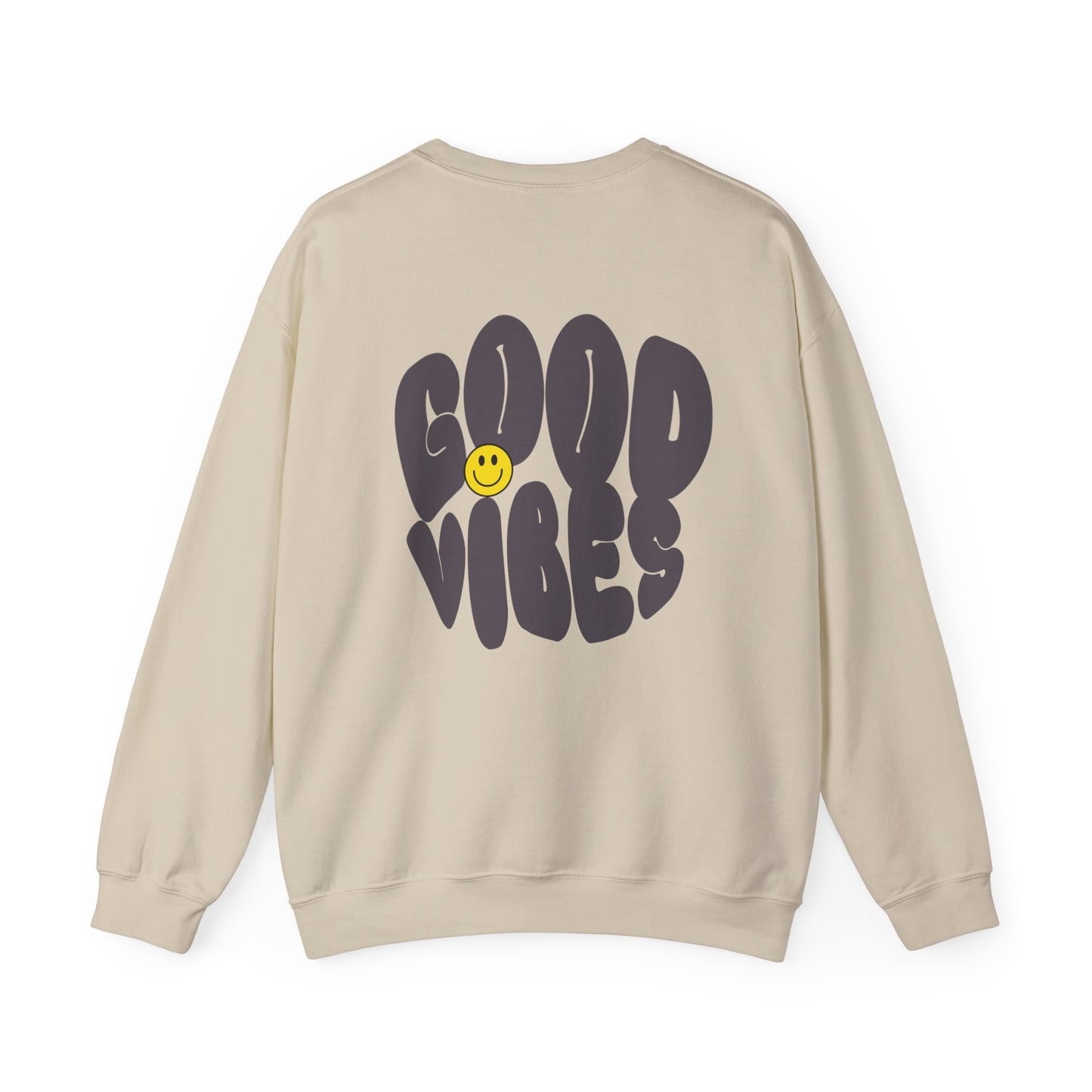 Unisex Good Vibes Sweatshirt – Smiley Face Pullover Sweatshirt - Wolf Aura Co