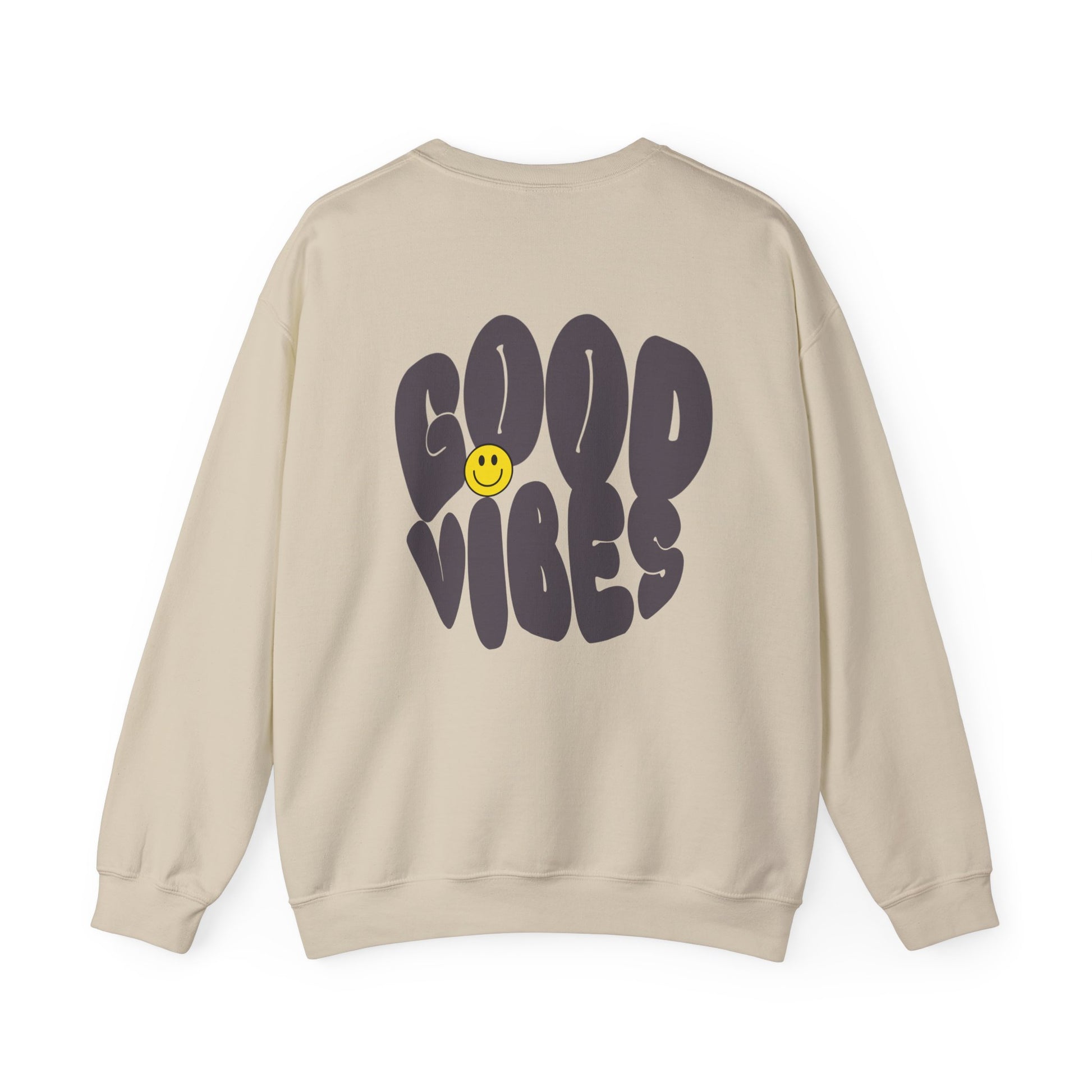 Unisex Good Vibes Sweatshirt – Smiley Face Pullover Sweatshirt - Wolf Aura Co
