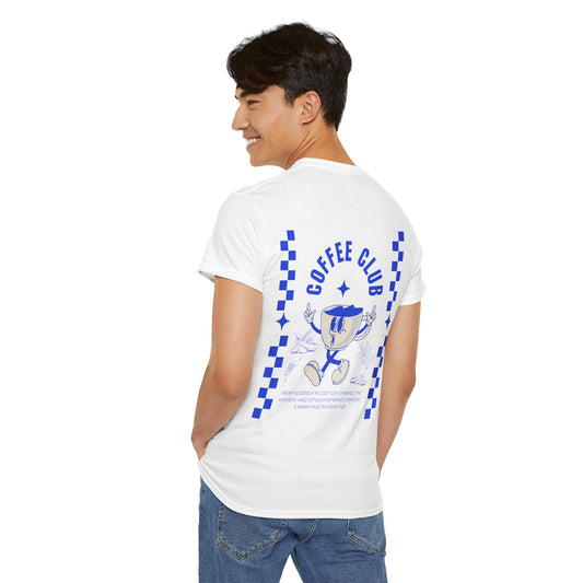 Coffee Club Cotton T-Shirt – Casual Graphic Tee, Coffee Lover Gift, Everyday Comfort - Wolf Aura Co