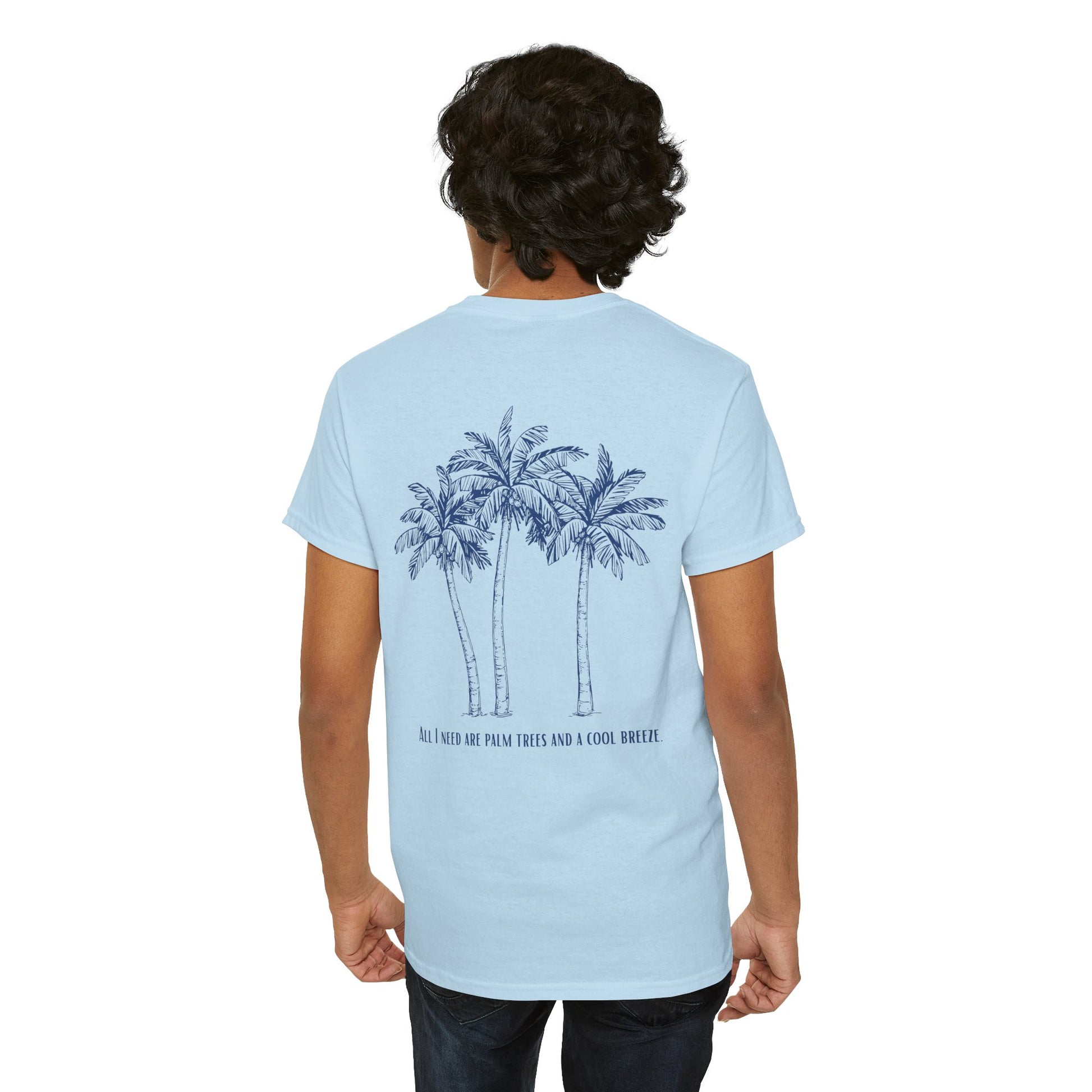 Palm Tree Print Cotton T-Shirt – Casual Summer Tee, Beachwear, Tropical Graphic Shirt, Everyday Comfort - Wolf Aura Co