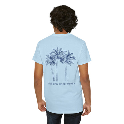 Palm Tree Print Cotton T-Shirt – Casual Summer Tee, Beachwear, Tropical Graphic Shirt, Everyday Comfort - Wolf Aura Co