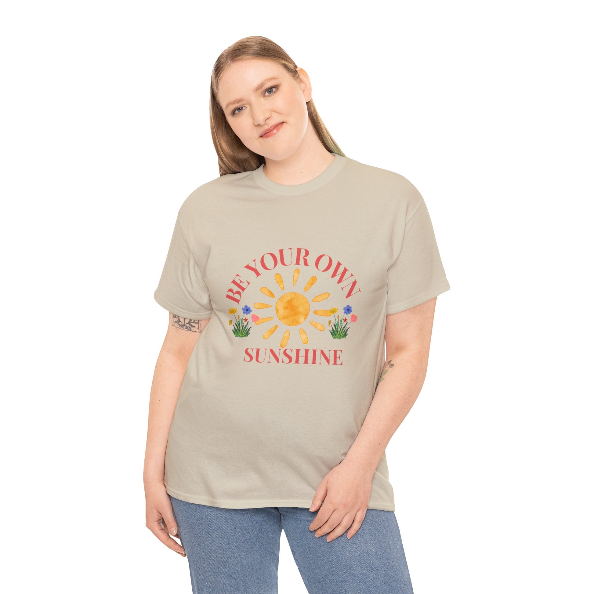 Be Your Own Sunshine Cotton T-Shirt – Positive Graphic Tee, Everyday Casual Wear, Uplifting Gift - Wolf Aura Co