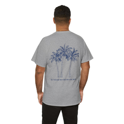 Palm Tree Print Cotton T-Shirt – Casual Summer Tee, Beachwear, Tropical Graphic Shirt, Everyday Comfort - Wolf Aura Co