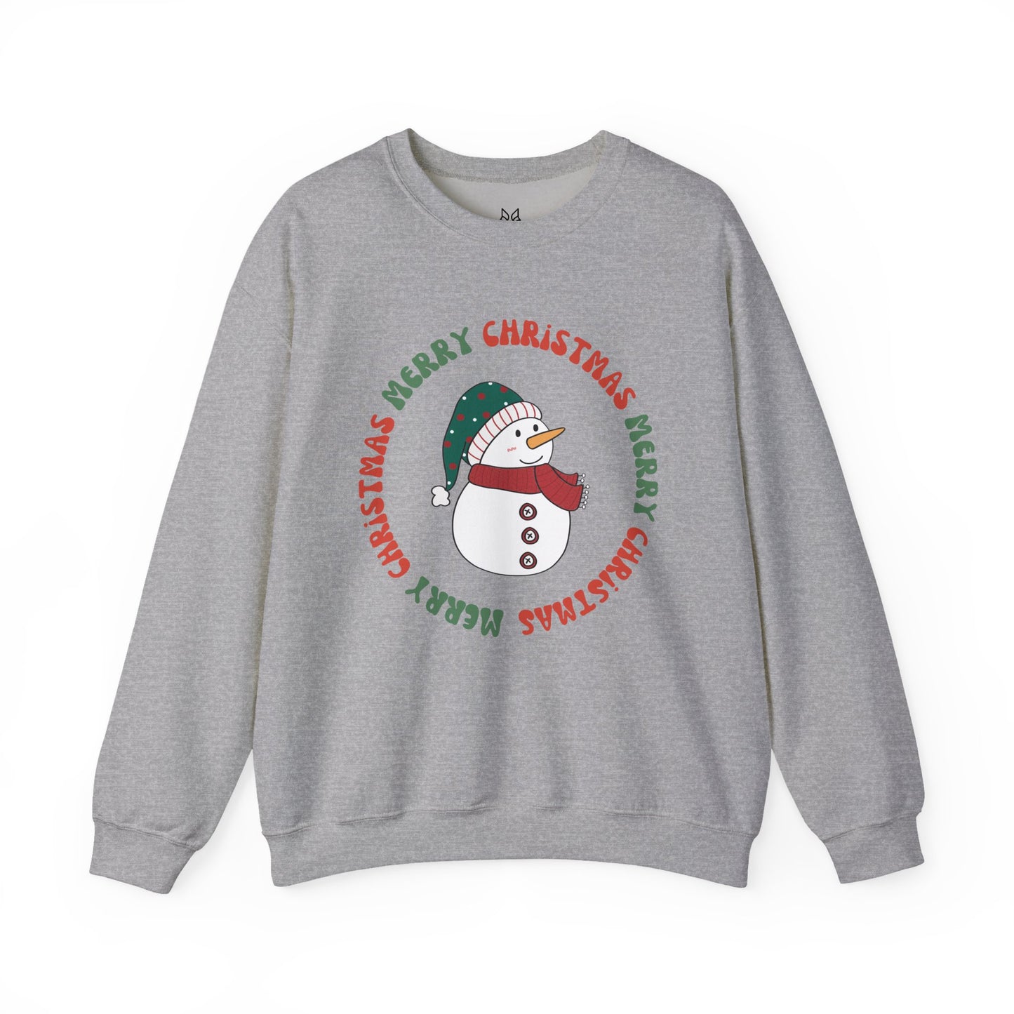 Christmas Snowman Crewneck Sweatshirt — "Merry Christmas" Circle Design