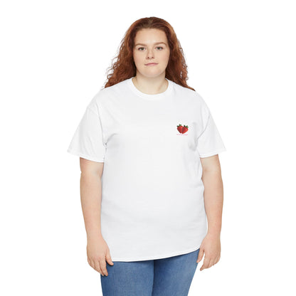 Strawberry Print Casual T-Shirt | Cute Graphic Tee, Everyday Comfort, Fruit-Inspired Fashion - Wolf Aura Co