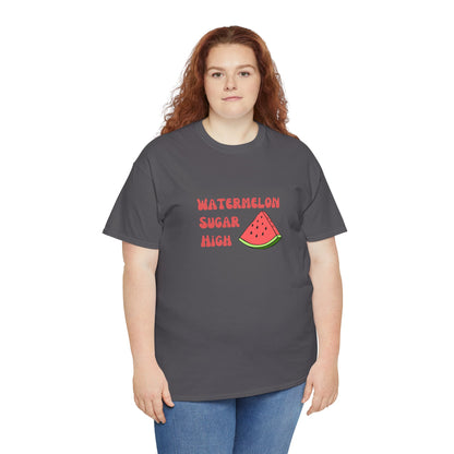 Watermelon Print Cotton T-Shirt | Cute Summer Tee, Fruit Graphic Shirt, Casual Everyday Wear - Wolf Aura Co
