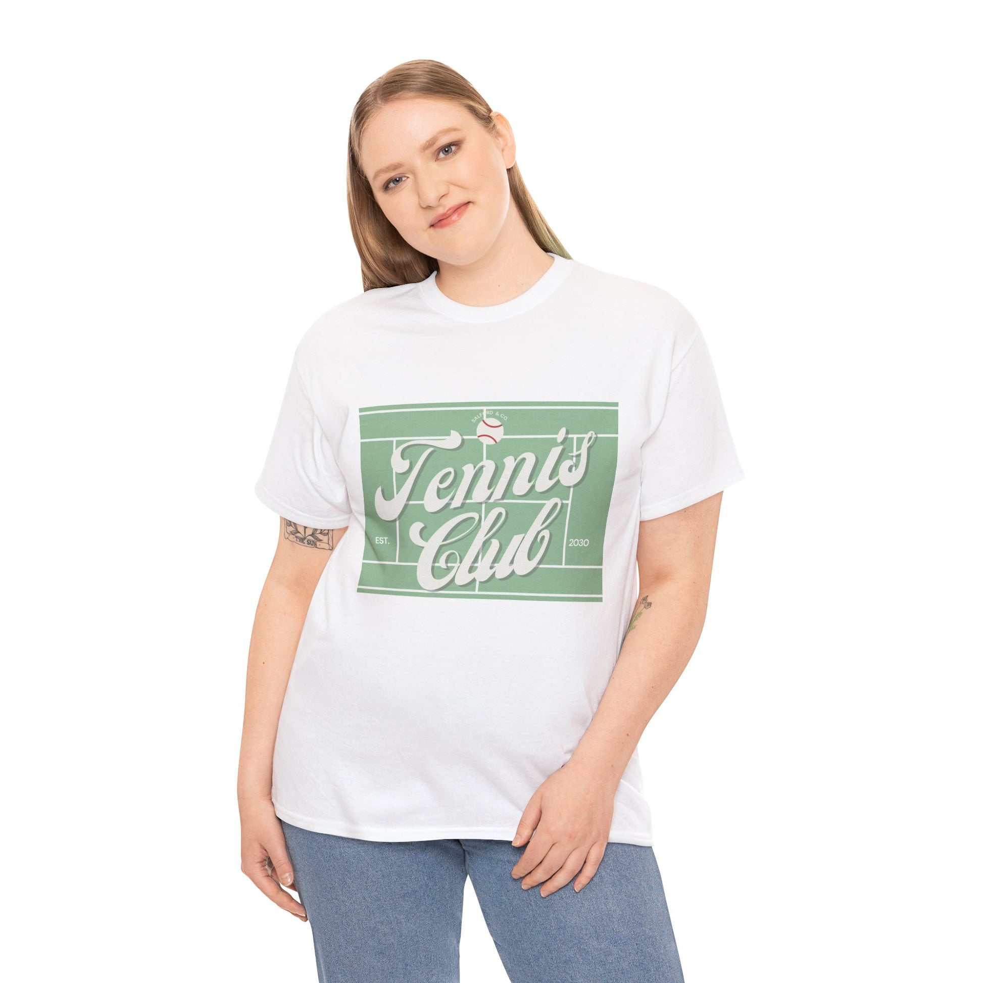 Tennis Print Tee – Unisex Cotton T-Shirt for Sports Lovers - Wolf Aura Co