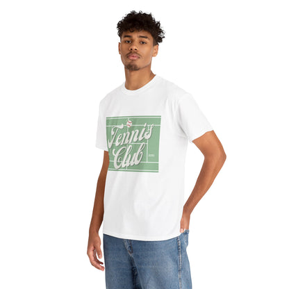 Tennis Print Tee – Unisex Cotton T-Shirt for Sports Lovers - Wolf Aura Co