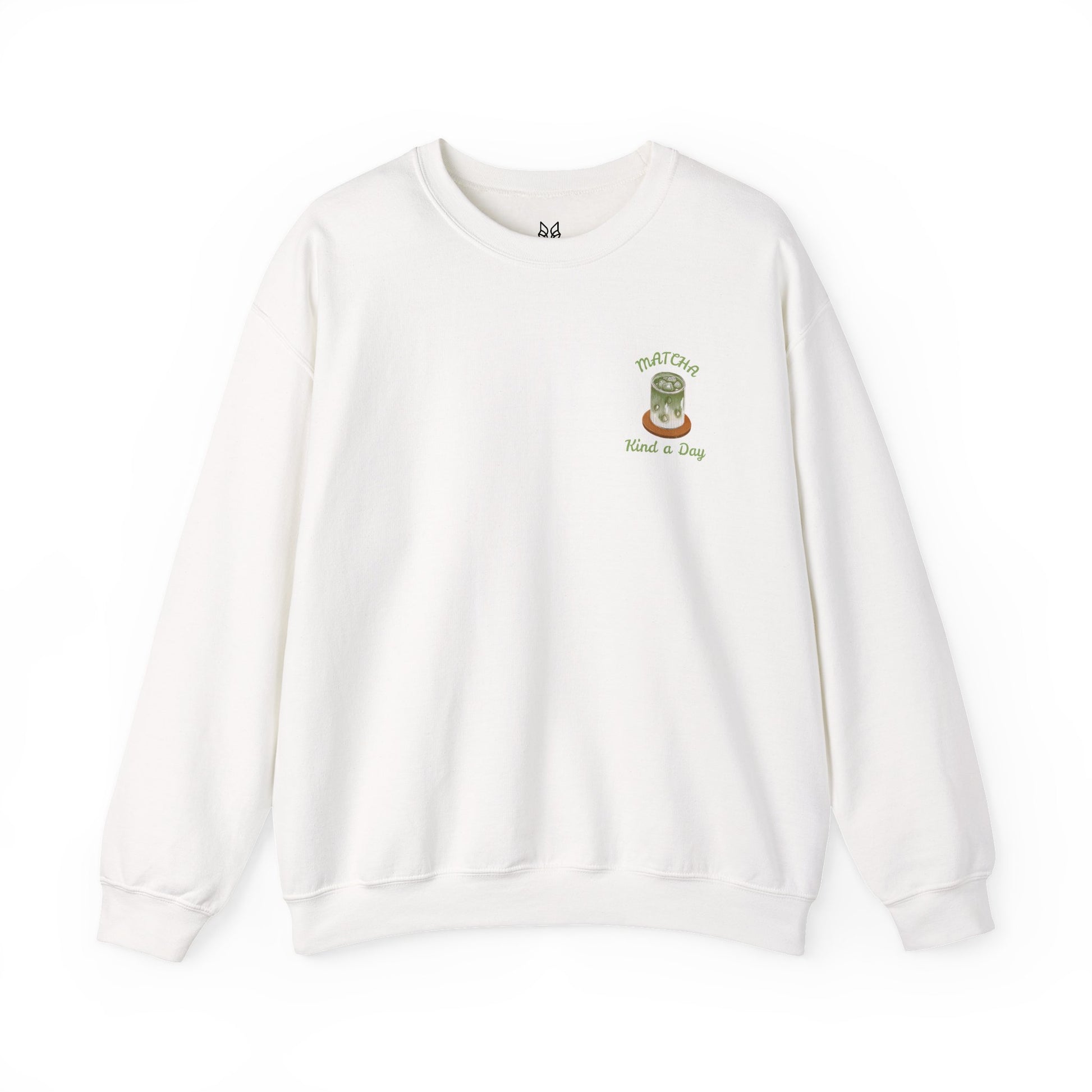 Matcha Kind a Day Crewneck Sweatshirt – Cozy Graphic Pullover, Positive Vibes Apparel, Gift for Her - Wolf Aura Co