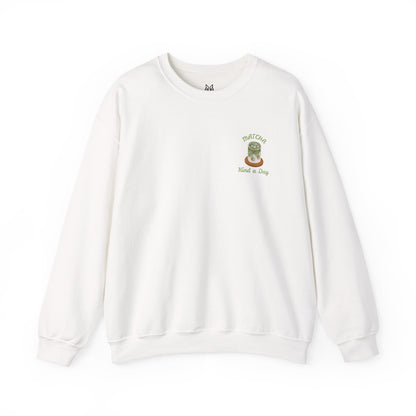 Matcha Kind a Day Crewneck Sweatshirt – Cozy Graphic Pullover, Positive Vibes Apparel, Gift for Her - Wolf Aura Co