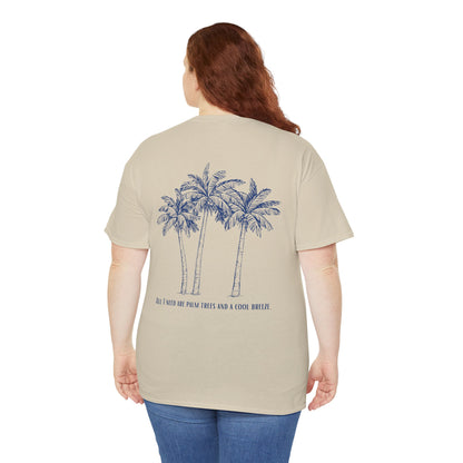 Palm Tree Print Cotton T-Shirt – Casual Summer Tee, Beachwear, Tropical Graphic Shirt, Everyday Comfort - Wolf Aura Co
