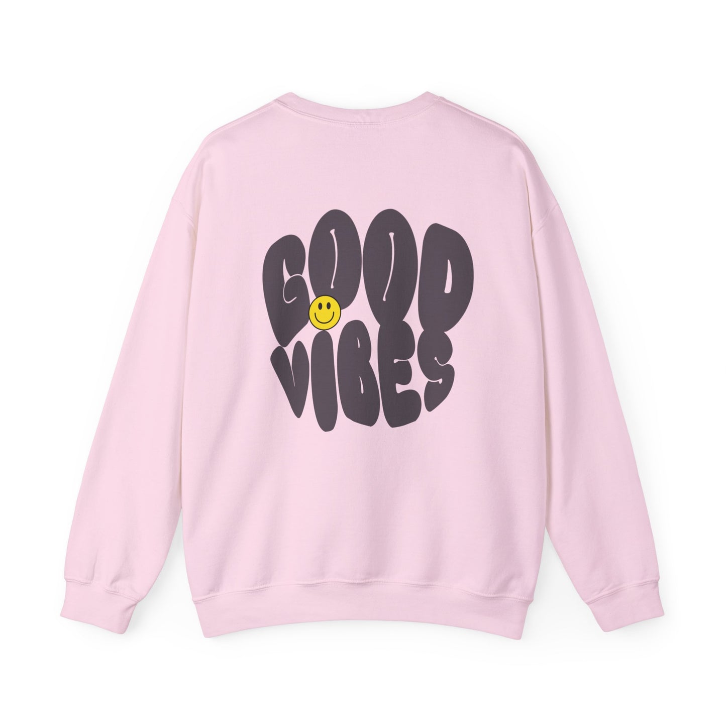 Unisex Good Vibes Sweatshirt – Smiley Face Pullover Sweatshirt - Wolf Aura Co