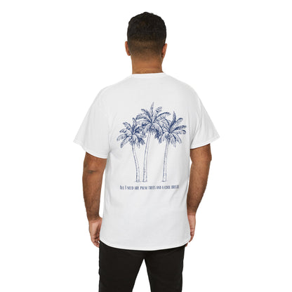 Palm Tree Print Cotton T-Shirt – Casual Summer Tee, Beachwear, Tropical Graphic Shirt, Everyday Comfort - Wolf Aura Co