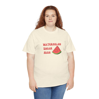 Watermelon Print Cotton T-Shirt | Cute Summer Tee, Fruit Graphic Shirt, Casual Everyday Wear - Wolf Aura Co