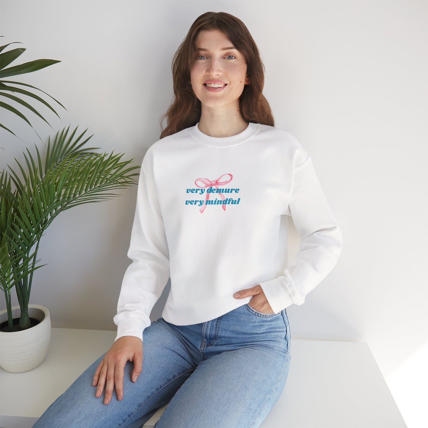 Very Demure, Very Mindful Print Sweatshirt – Cozy & Chic - Wolf Aura Co