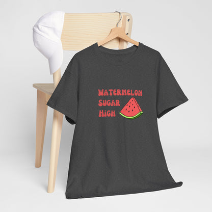 Watermelon Print Cotton T-Shirt | Cute Summer Tee, Fruit Graphic Shirt, Casual Everyday Wear - Wolf Aura Co