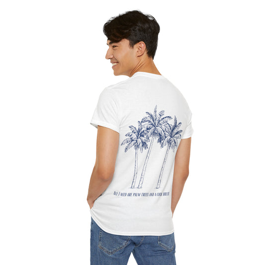 Palm Tree Print Cotton T-Shirt