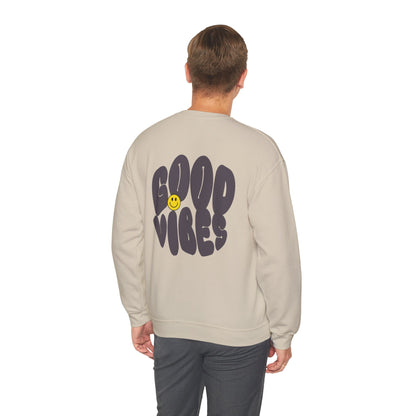 Unisex Good Vibes Sweatshirt – Smiley Face Pullover Sweatshirt - Wolf Aura Co