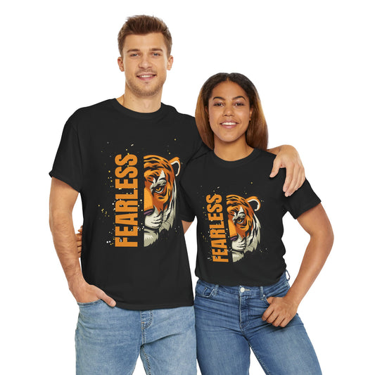 Fearless Tiger Unisex Tee – Inspirational Heavy Cotton T-Shirt - Wolf Aura Co
