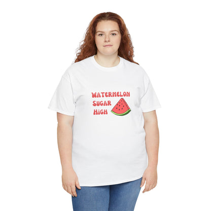 Watermelon Print Cotton T-Shirt | Cute Summer Tee, Fruit Graphic Shirt, Casual Everyday Wear - Wolf Aura Co