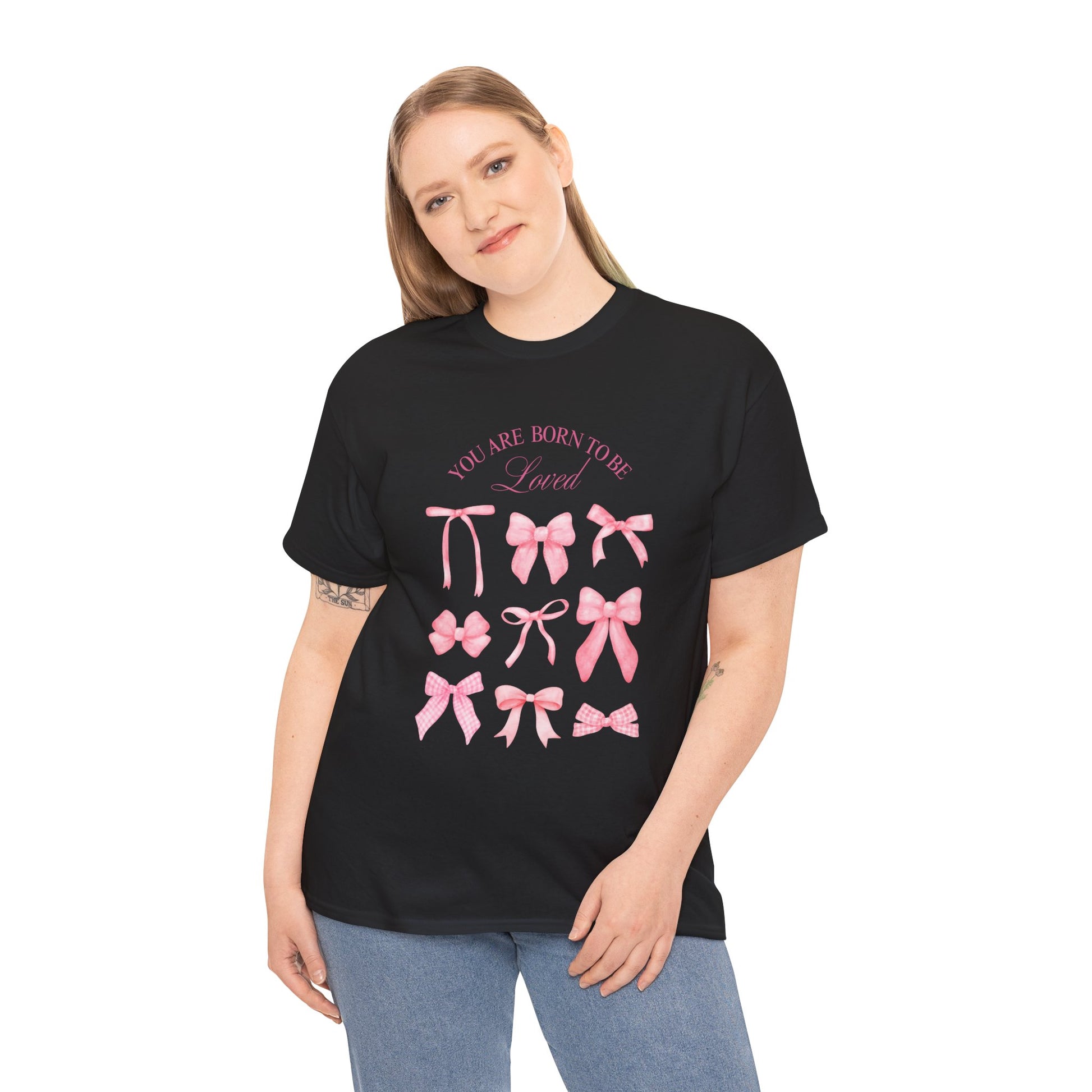 Cute Bow Cotton T-Shirt – Casual Graphic Tee, Everyday Comfort, Gift for Her - Wolf Aura Co