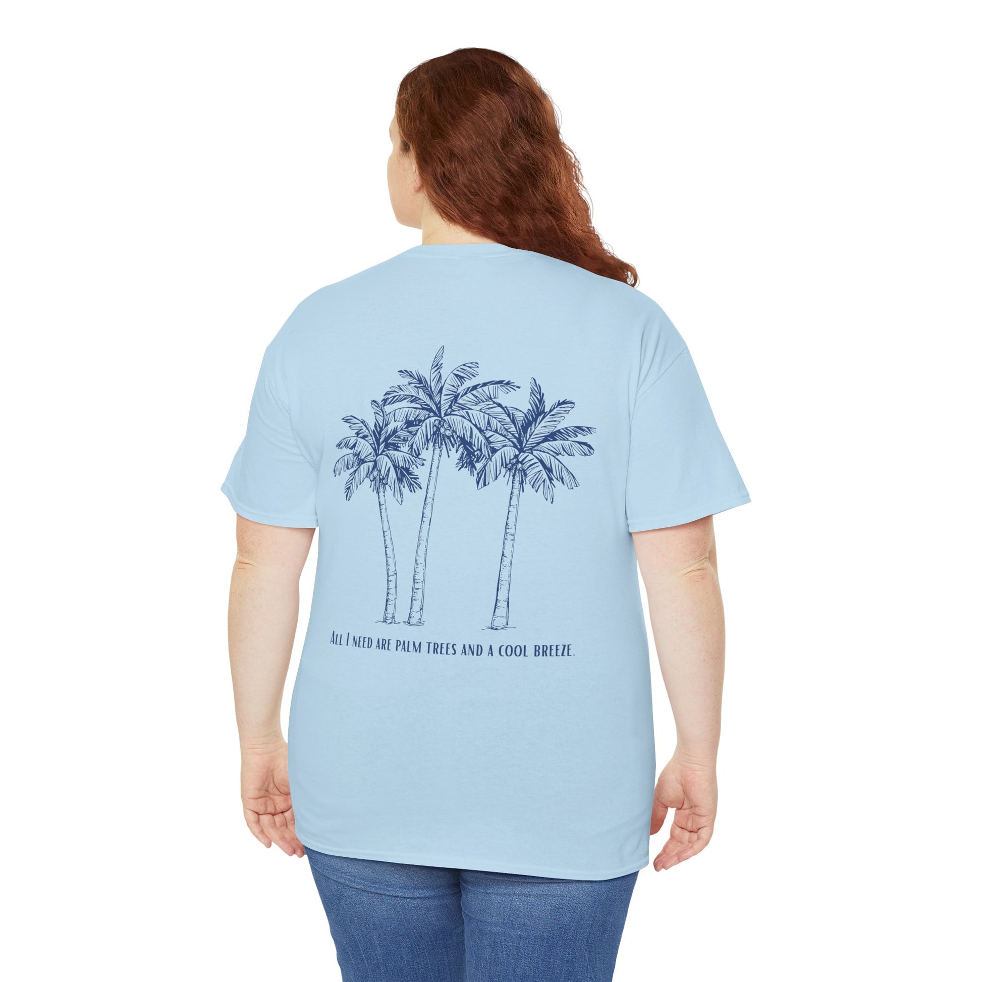 Palm Tree Print Cotton T-Shirt – Casual Summer Tee, Beachwear, Tropical Graphic Shirt, Everyday Comfort - Wolf Aura Co