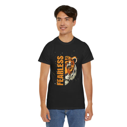 Fearless Tiger Unisex Tee – Inspirational Heavy Cotton T-Shirt - Wolf Aura Co