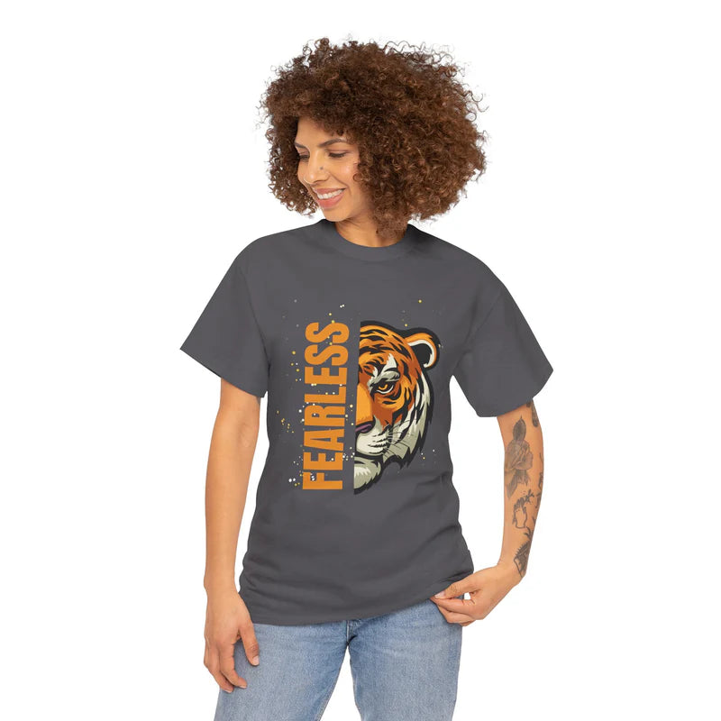 Fearless Tiger Unisex Tee – Inspirational Heavy Cotton T-Shirt