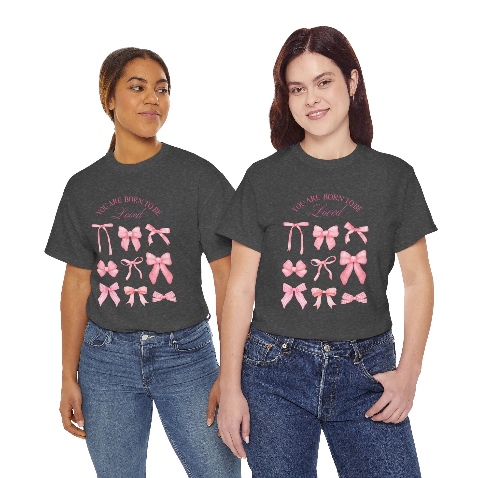Cute Bow Cotton T-Shirt – Casual Graphic Tee, Everyday Comfort, Gift for Her - Wolf Aura Co