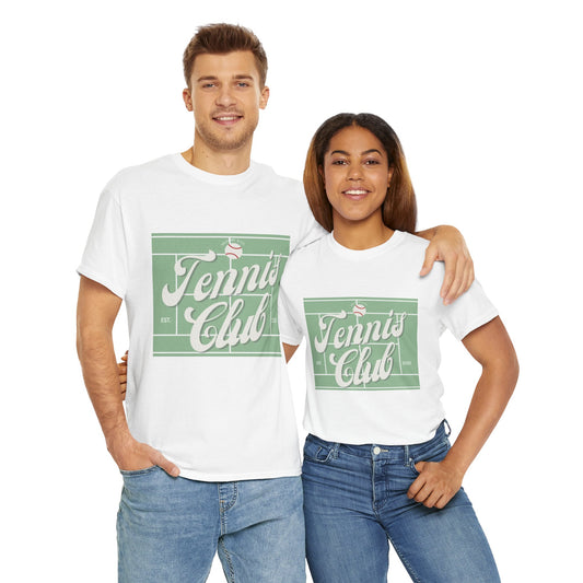Tennis Print Tee – Unisex Cotton T-Shirt for Sports Lovers - Wolf Aura Co