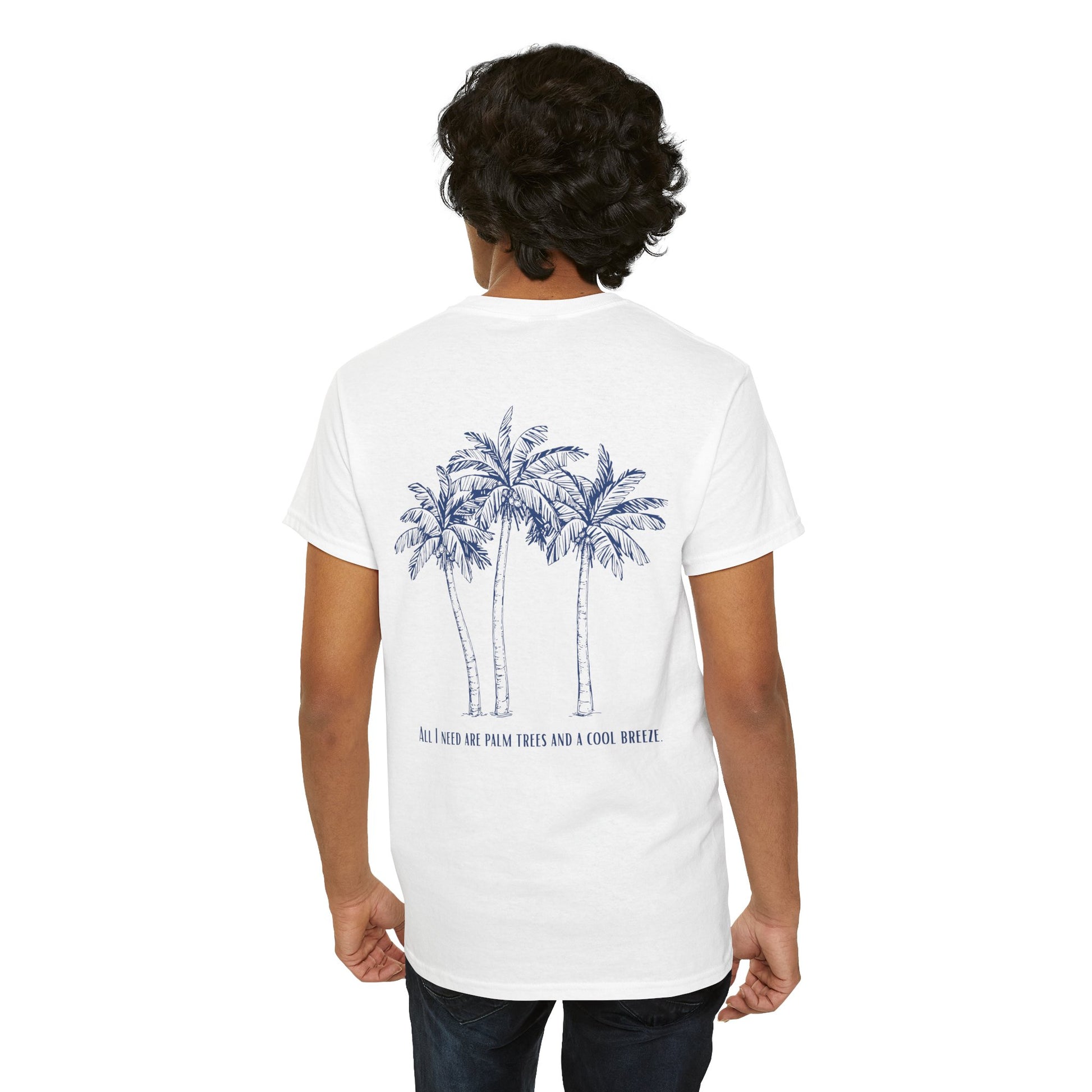 Palm Tree Print Cotton T-Shirt – Casual Summer Tee, Beachwear, Tropical Graphic Shirt, Everyday Comfort - Wolf Aura Co