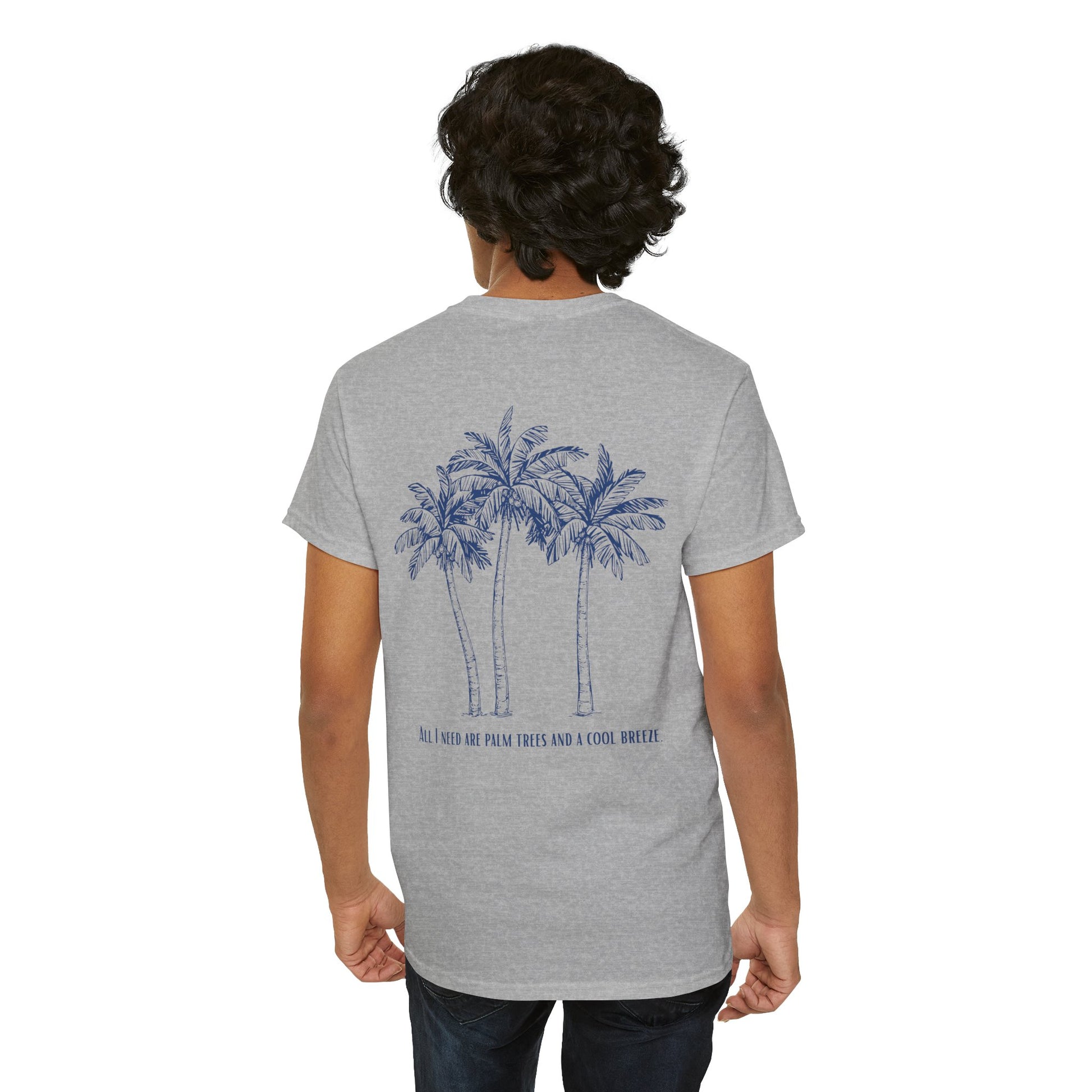 Palm Tree Print Cotton T-Shirt – Casual Summer Tee, Beachwear, Tropical Graphic Shirt, Everyday Comfort - Wolf Aura Co