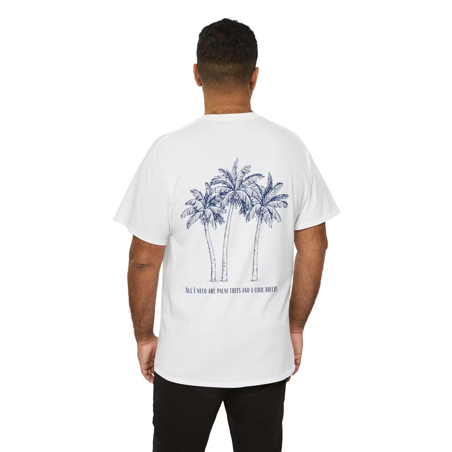 Palm Tree Print Cotton T-Shirt – Casual Summer Tee, Beachwear, Tropical Graphic Shirt, Everyday Comfort