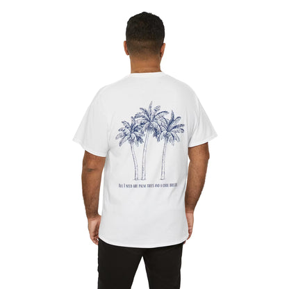 Palm Tree Print Cotton T-Shirt – Casual Summer Tee, Beachwear, Tropical Graphic Shirt, Everyday Comfort