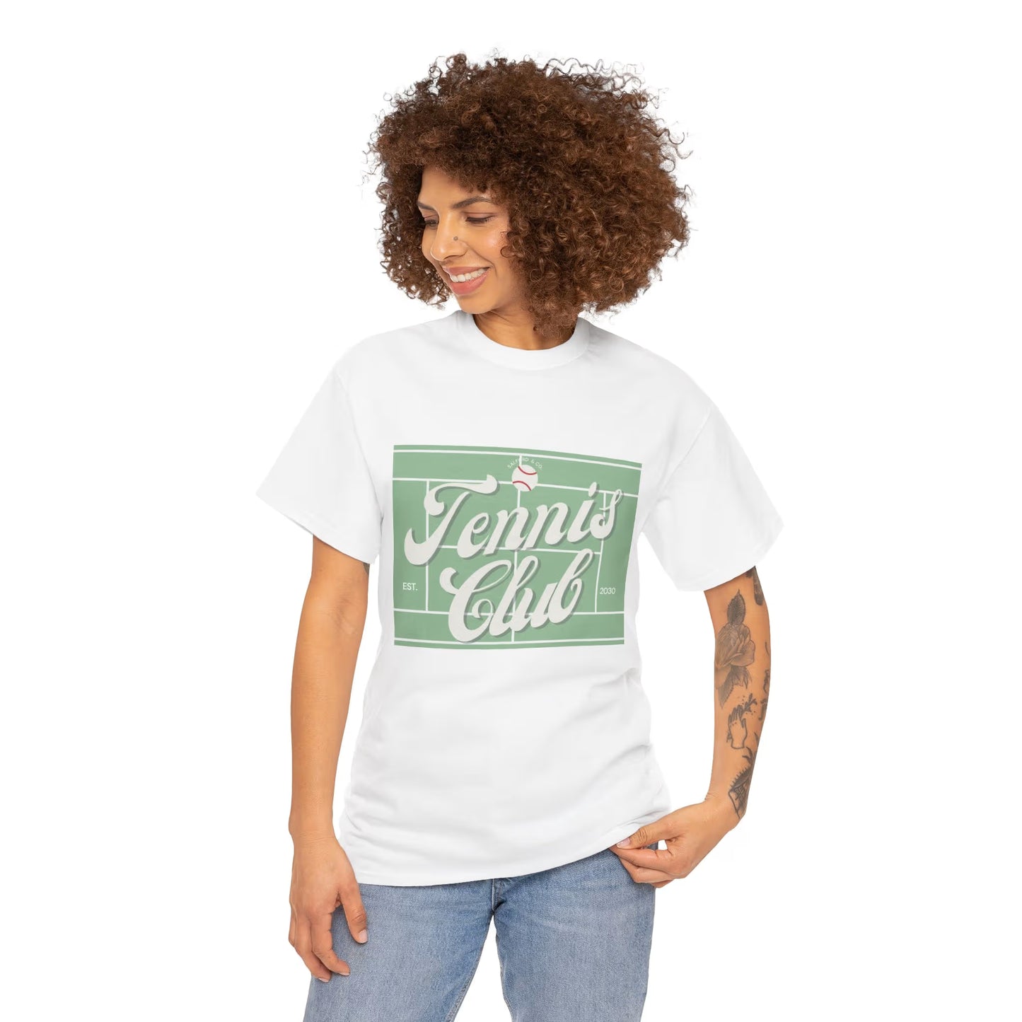 Tennis Print Tee – Unisex Cotton T-Shirt for Sports Lovers
