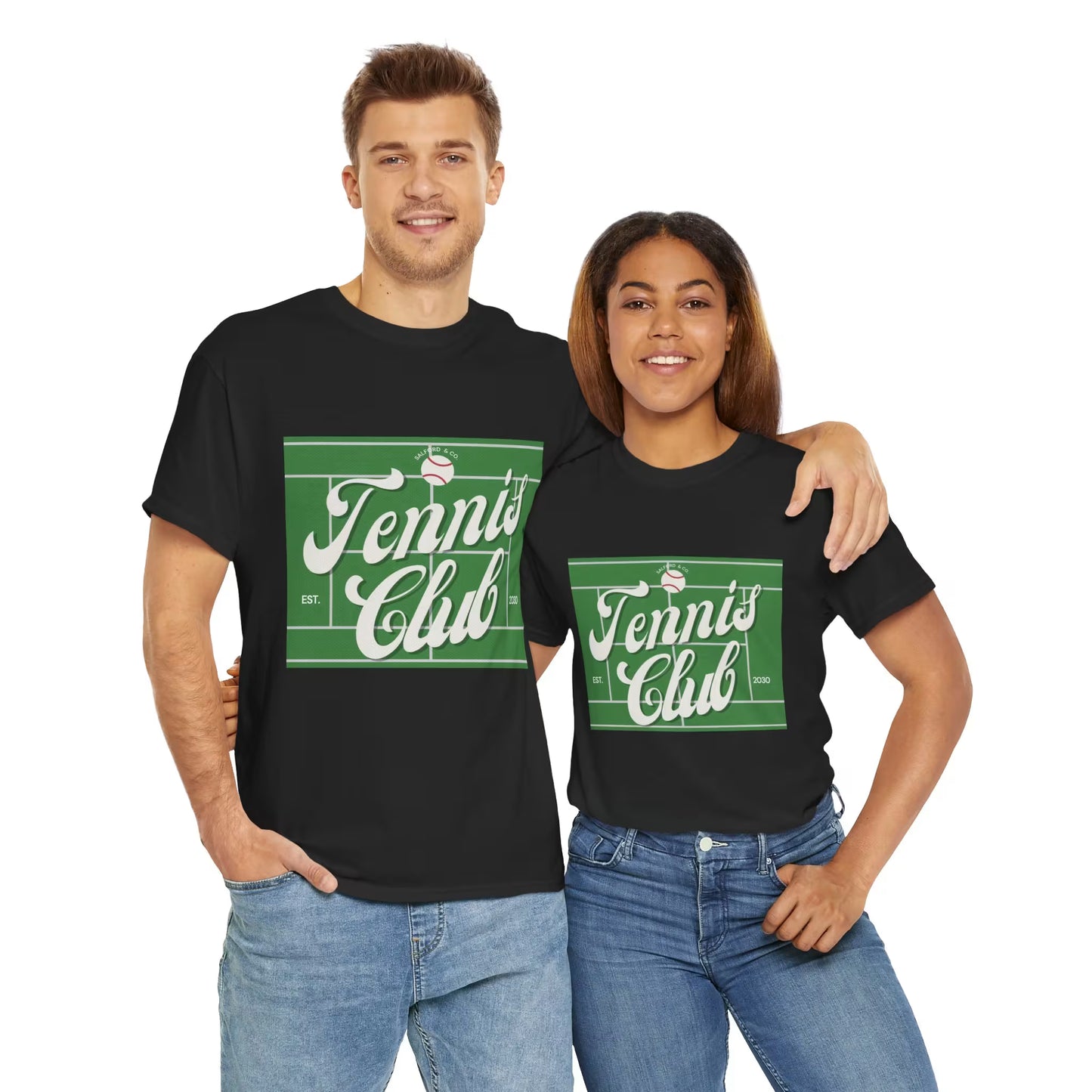 Tennis Print Tee – Unisex Cotton T-Shirt for Sports Lovers