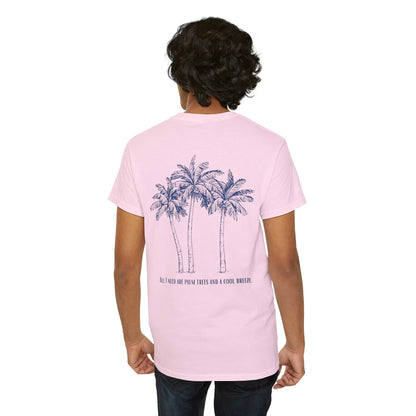 Palm Tree Print Cotton T-Shirt – Casual Summer Tee, Beachwear, Tropical Graphic Shirt, Everyday Comfort